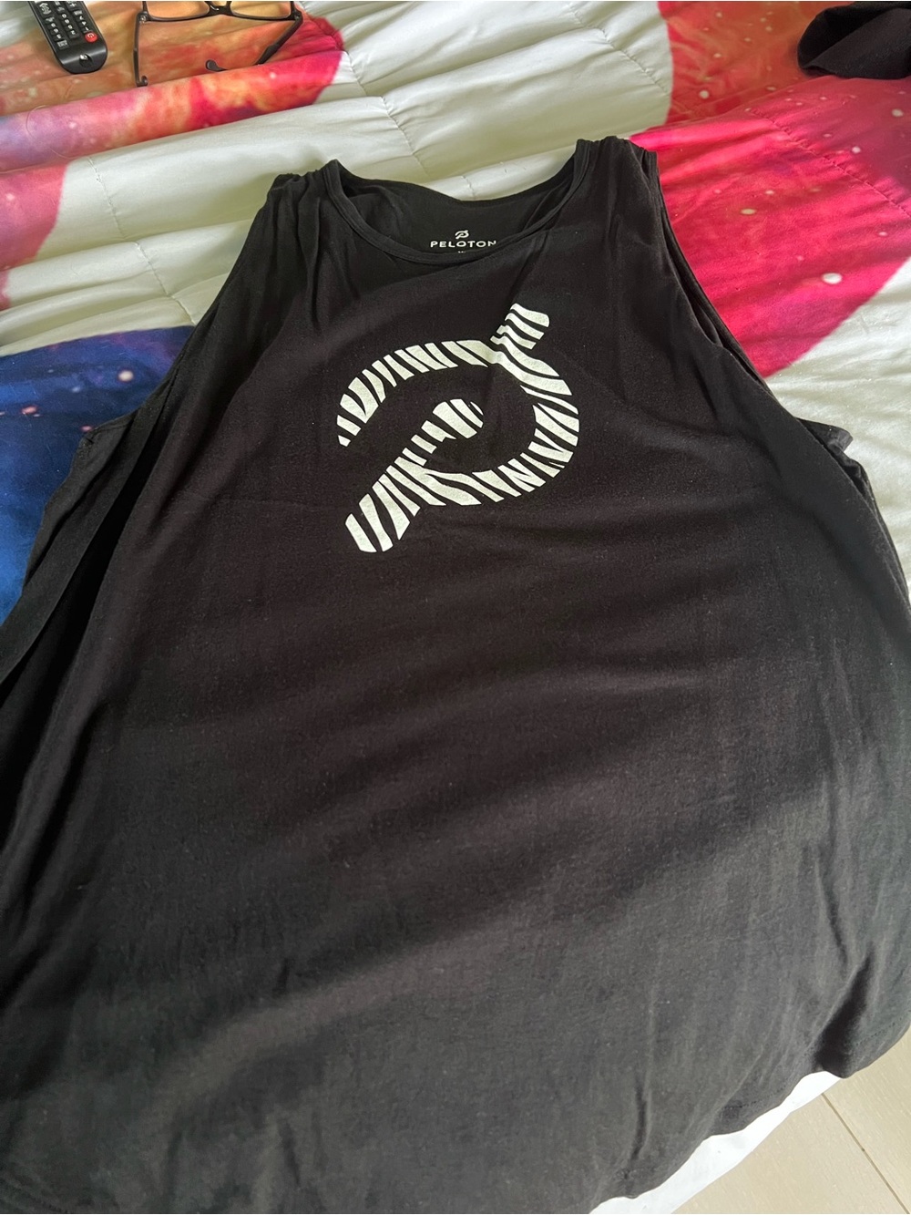 Peloton Black Tank Top with White Zebra Logo